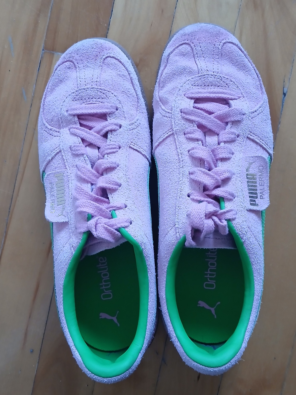Puma Palermo Suede Sneaker - Pink with Green Accent - Picture 5 of 6